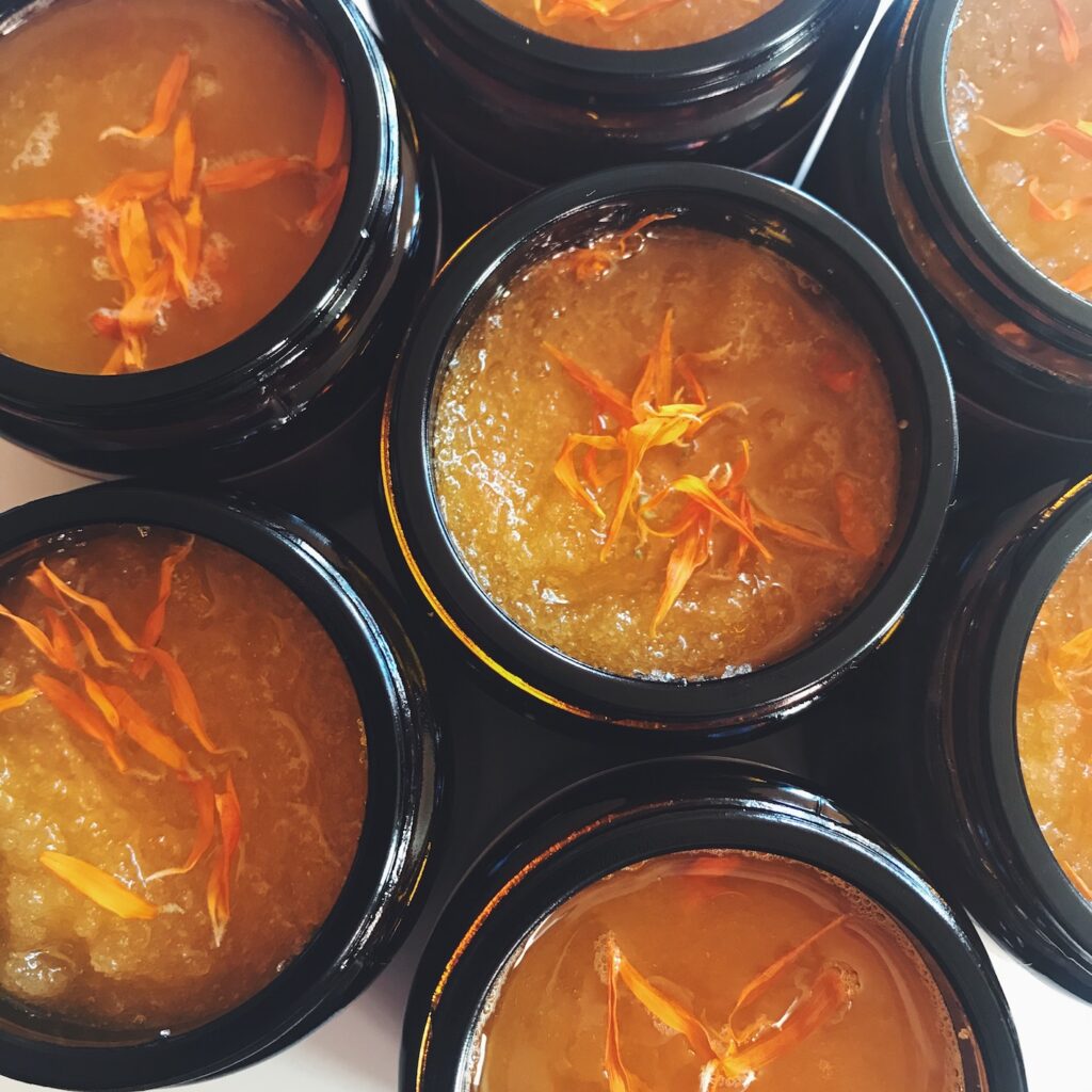 Calendula Sugar Scrub lid off