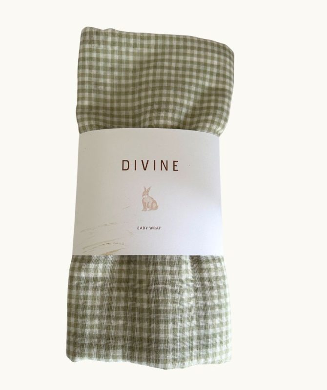 Baby Swaddle Wrap – Olive Green Gingham