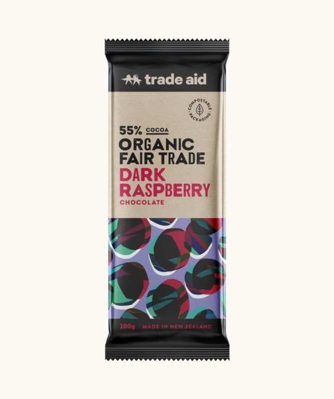 Organic Trade Aid Chocolate – Dark Raspberry Chocolate 100g