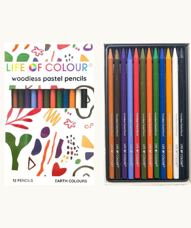Woodless Pastel Pencils, Earth Colours – Life Of Colour Set Of 12